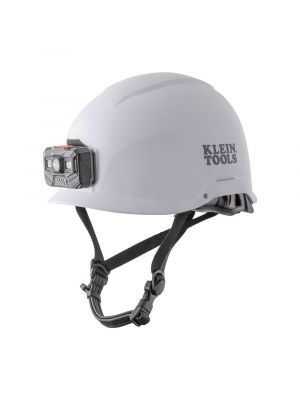 Klein Tools Safety Helmet Non-Vented Class E with Rechargeable Headlamp (White)