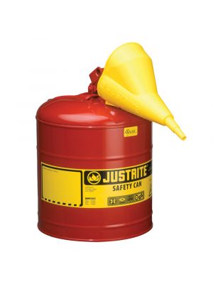 Justrite 5 Gallon Type I Steel Safety Gas Can w/Funnel (Red)