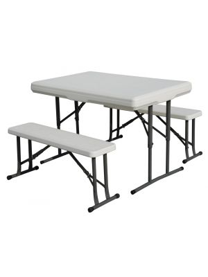 Folding Table W Bench Seats -Wht 44 X 26
