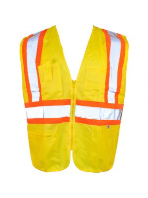 Dicke Class II Safety Solid Front/Mesh Back Vest (Lime Yellow)